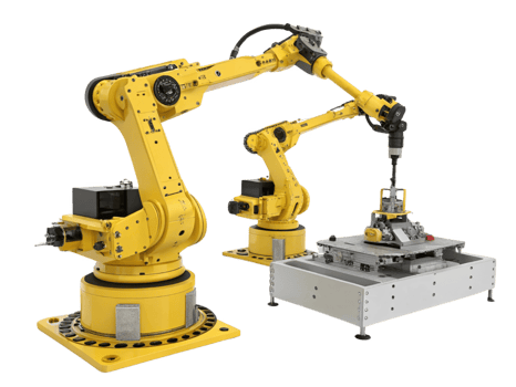 Robotic arms in manufacturing setting, showcasing advanced technology and automation in food production png