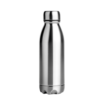 Stainless steel thermo water bottle isolated on white background for hydration needs, Empty stainless thermo water bottle isolated on white background png