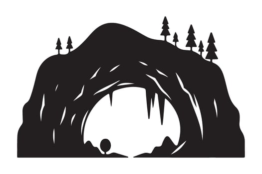 Cave Archway Silhouette Illustration Nature Scene vector