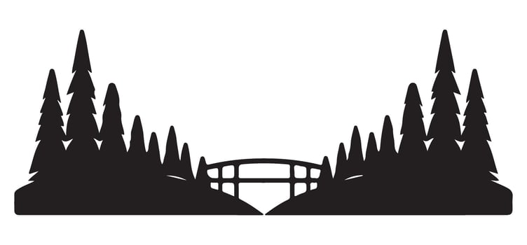 Scenic Bridge Silhouette Surrounded by Trees Nature Landscape Design vector