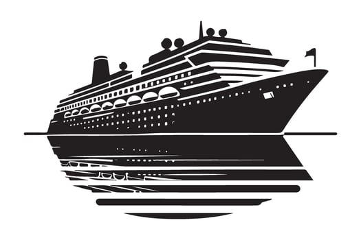 Majestic Cruise Ship Silhouette Illustration Reflected on Water vector