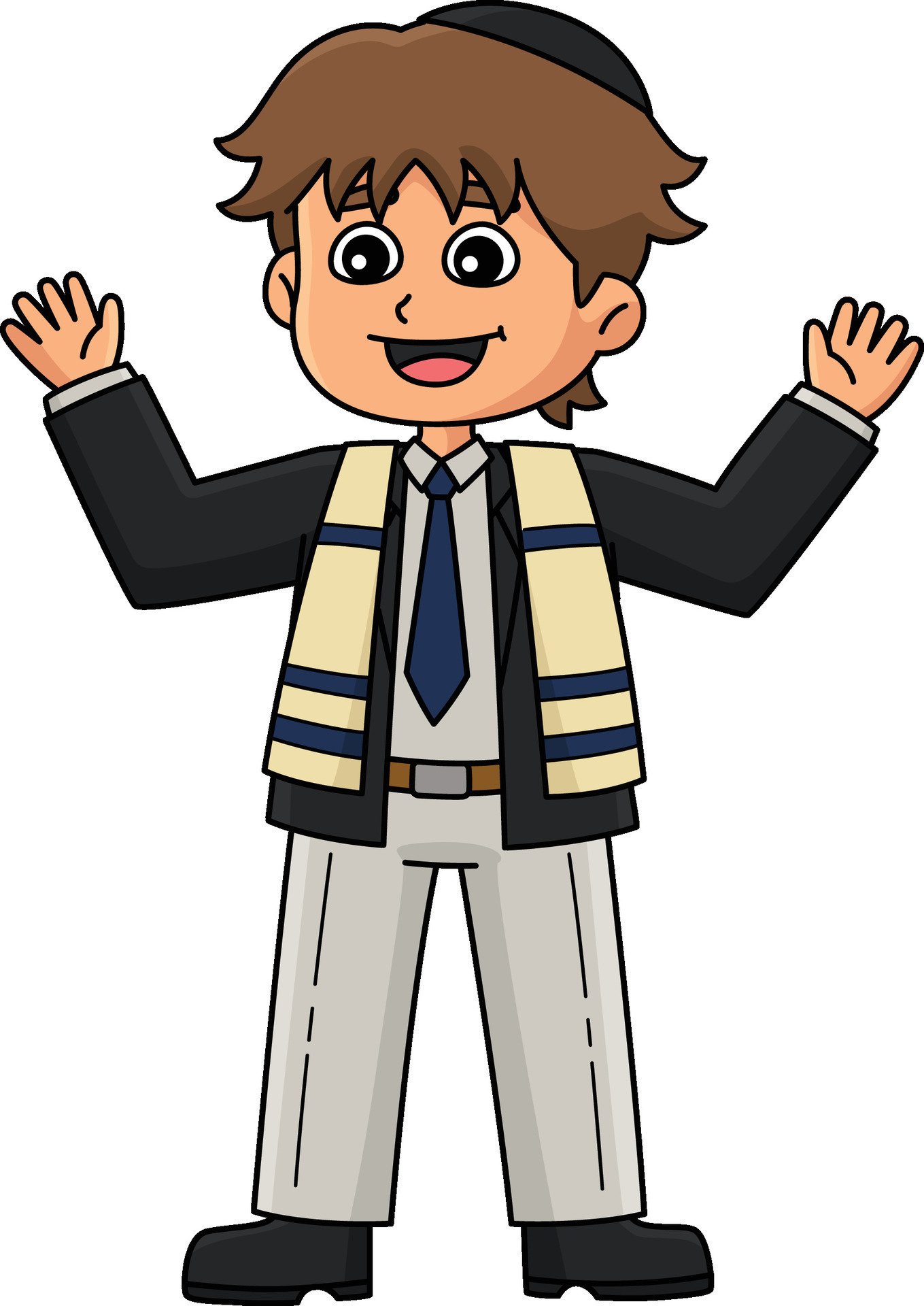 Bar Mitzvah Boy Giving a Speech Cartoon Clipart vector