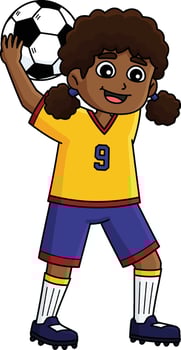 Female Soccer Player Throw In Cartoon Clipart vector