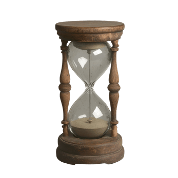 Vintage hourglass with wooden frame and clear glass, showcasing the passage of time, Old Hourglass png