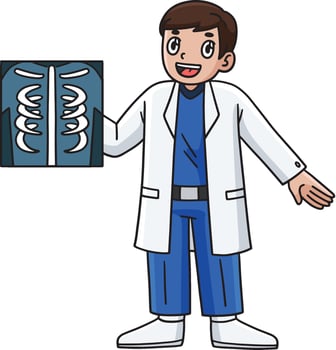 Doctor with X-Ray Film Cartoon Colored Clipart vector