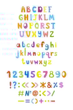 A set of colorful alphabet letters and numbers vector