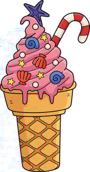 Christmas in July Ice Cream Cartoon Clipart vector