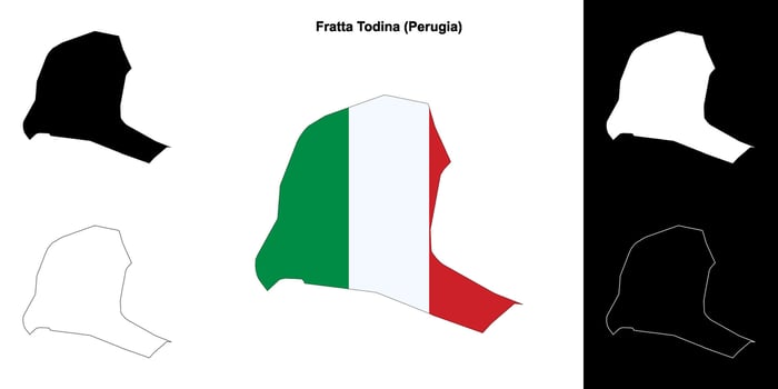 Fratta Todina, Umbria outline map set vector
