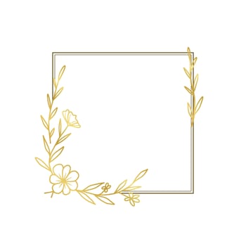 Minimalist Gold Floral Corner Square Frame vector