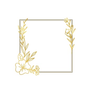 Luxury Gold Line Floral Square Outline Frame vector