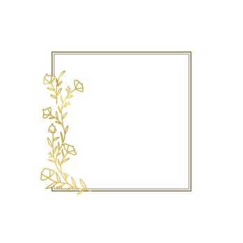Golden Botanical Corner Frame with Square Border vector
