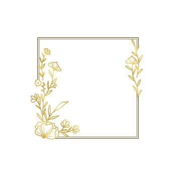 Elegant Gold Floral Square Frame Botanical Design vector