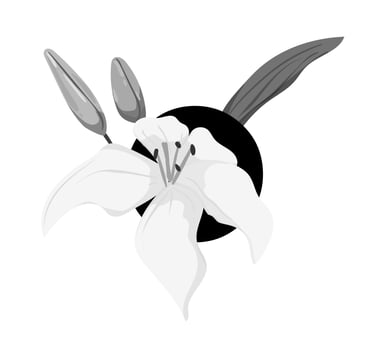 A black and white illustration of a flower vector