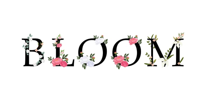 Bloom - floral font vector