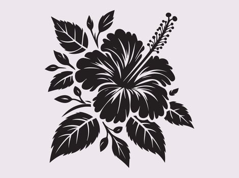 Artistic Black Hibiscus Silhouette for Handmade Crafting Ideas vector