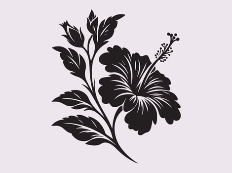 Elegant Black Hibiscus Silhouette for Artistic and Decorative Use vector