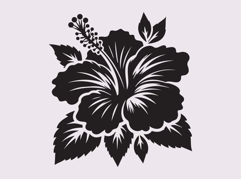Black Color Hibiscus Silhouette Illustration for Floral Art and Design vector