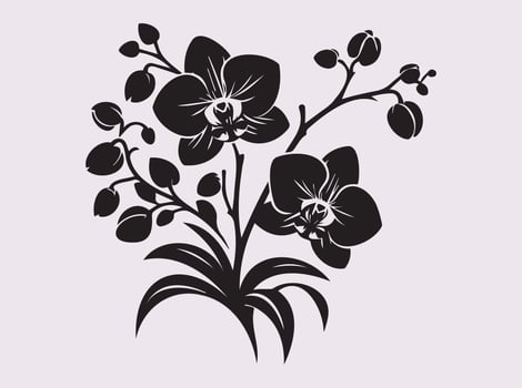 Orchid Silhouette Art Highlighting the Unique Beauty of Floral Botanical Design vector