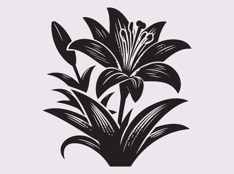 Easter Lily Silhouette Drawing for Floral Decorations and Crafts vector