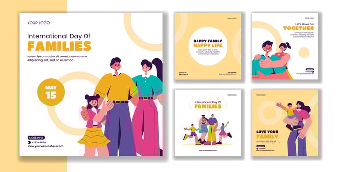 Flat Cartoon Hand Drawn Template for International Day of Families Social Media Post vector