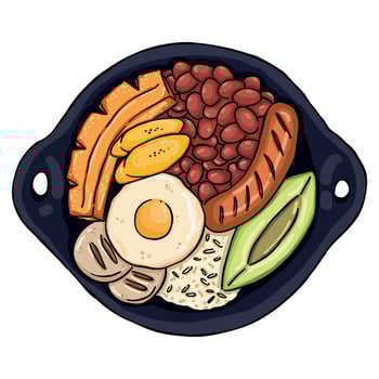 Illustration of bandeja paisa, Colombian food vector
