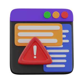 3d render Alert Window Showing a Warning illustration png