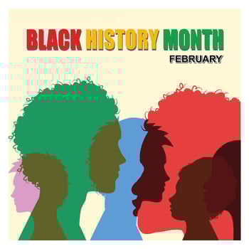Black history month celebration concept with Silhouettes of people's heads. vector