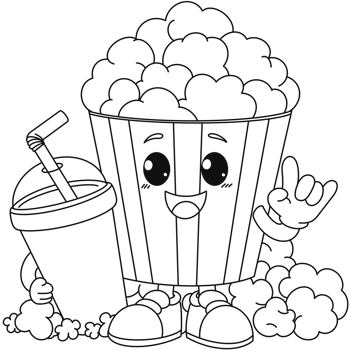 popcorn cute character outline for coloring png