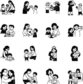 Collection of Motherhood Hand Drawn Illustrations vector