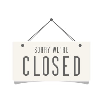 Sorry, we are closed sign isolated on white background vector