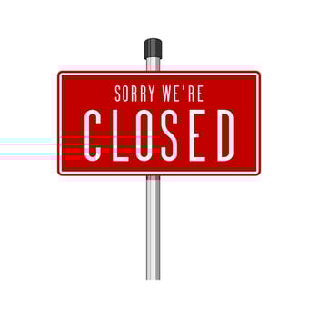 Closed Sign isolated on white background vector