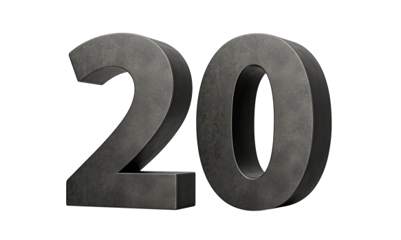 Number Twenty 20 Digit Made Of Gray Smooth Cast Iron 3d Illustration png