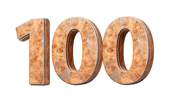 Number Hundred 100 Digit Made Of Old Rusty Iron Metal Texture 3d Illustration png