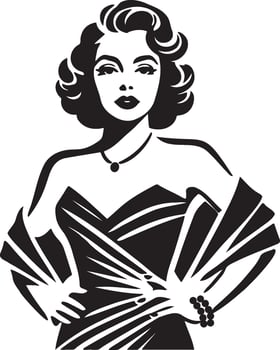 Vintage Sassy Lady Sketch Illustration. vector