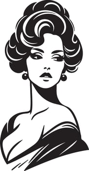 Vintage Sassy Lady Upper Body Illustration. vector