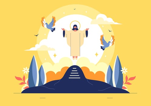 Illustration of Ascension Day Celebrating the Assumption of the Blessed Virgin Mary vector
