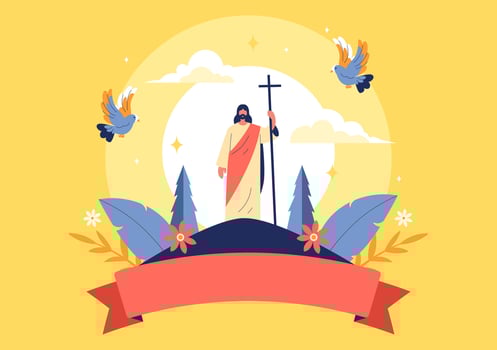 Christian Ascension Day Art Featuring the Blessed Virgin Mary's Assumption with Angels vector