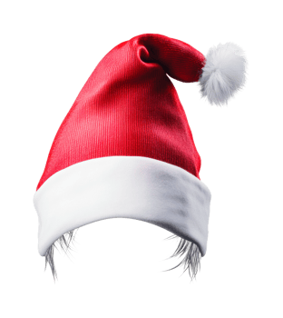 Santa hat with white trim and pom-pom, cut out png