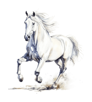 Elegant gray horse galloping with grace and power, cut out png