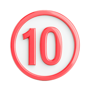 Bold red number 10 in circular design, cut out png