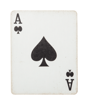 Ace of spades playing card close-up with twin club symbols, cut out png