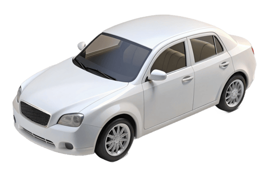 White Modern Sedan Car 3D Render Isometric View Transportation Vehicle Design png