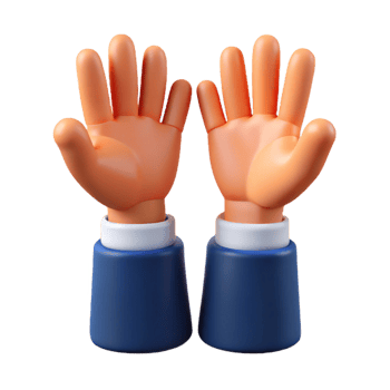 3D Render of Two Cartoon Hands Raised png