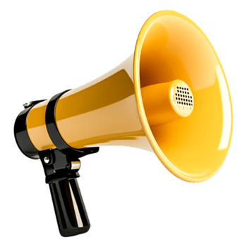 Bright Yellow Megaphone for Announcements and Public Speaking Events png
