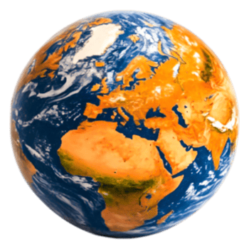 Detailed Earth Globe Showing Continents and Oceans with Bright Colors png