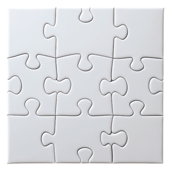 White Blank Puzzle Pieces on Flat Surface for Creative Projects and Design png