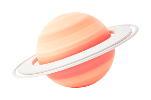 Colorful saturn with rings in space, cut out png