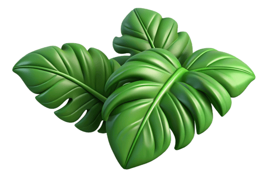 Vibrant Green Monstera Leaves 3D Render Tropical Foliage Lush Plant png