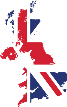 UK map with UK flag inside png