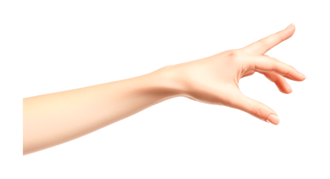 Caucasian female hand gesture with outstretched fingers, cut out png
